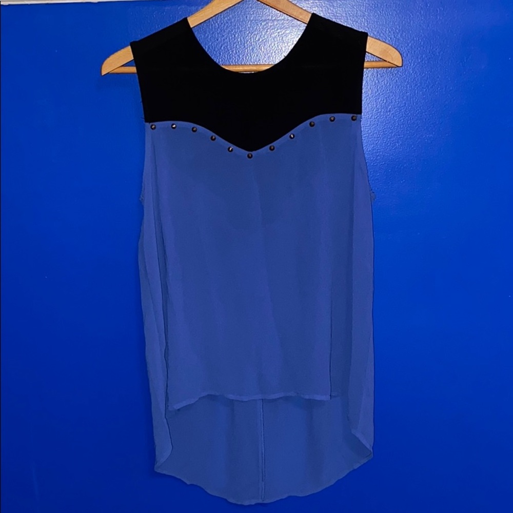 Sheer blue tank top